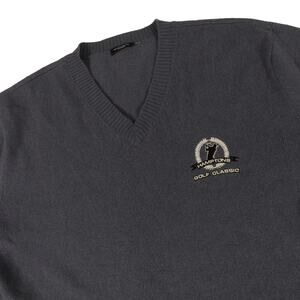Hamptons Golf Classic Magaschoni Cashmere V Neck Gray Sweater Men's Medium